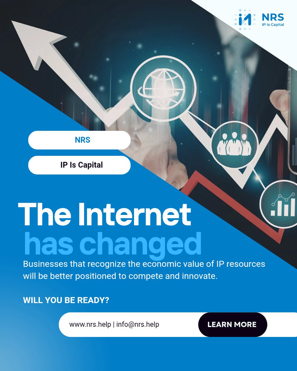 NRSTeam_'s tweet photo. The Internet is evolving beyond connectivity
The shift is already happening
The question is: are you prepared for it?
Learn more at https://t.co/E0BNVD4Ygi
#NRS #IPIsCapital #IPv4 #DigitalAssets #InternetInfrastructure #InternetGovernance #DigitalEconomy #IPOwnership https://t.co/zfm1WjxA4L