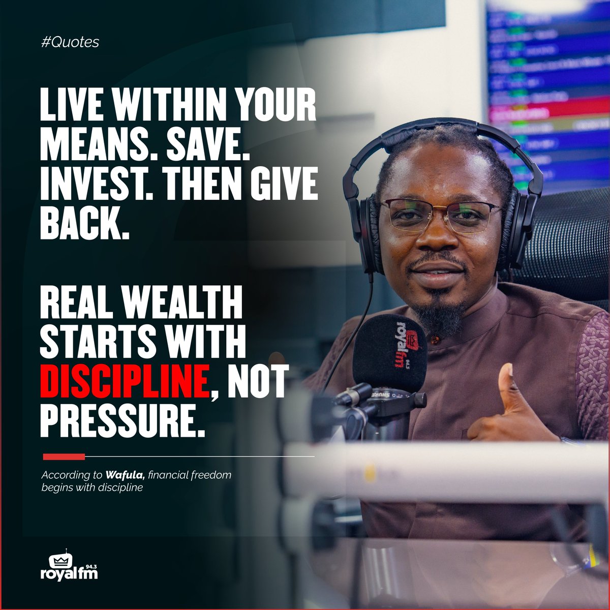 RoyalFMRwanda's tweet photo. “Impact is the real legacy. People will remember the lives you changed more than the money you made.” ~@wanyama__wafula #RoyalFM #WednesdayMoneyMatters #KigaliInTheMorning https://t.co/IYvUrNi3ta