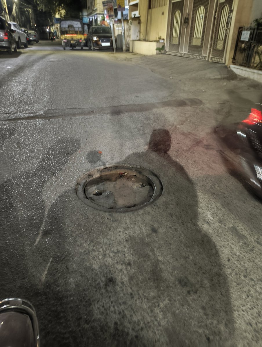 iampathan00's tweet photo. From a couple of weeks the sewerage lid got stuck down from the road level and it's getting very difficult for vehicles and others. Kindly change the lid with a new one, please do the needful ful it comes in shaikpet, Adams colony, lane 2. My add- 8-1-351/A/54 , my num-7093952401 https://t.co/FiOkcaqbiU