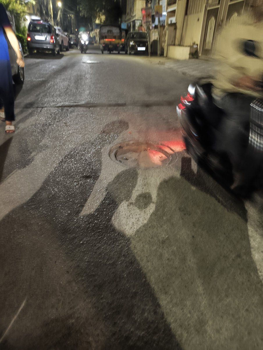 iampathan00's tweet photo. From a couple of weeks the sewerage lid got stuck down from the road level and it's getting very difficult for vehicles and others. Kindly change the lid with a new one, please do the needful ful it comes in shaikpet, Adams colony, lane 2. My add- 8-1-351/A/54 , my num-7093952401 https://t.co/FiOkcaqbiU
