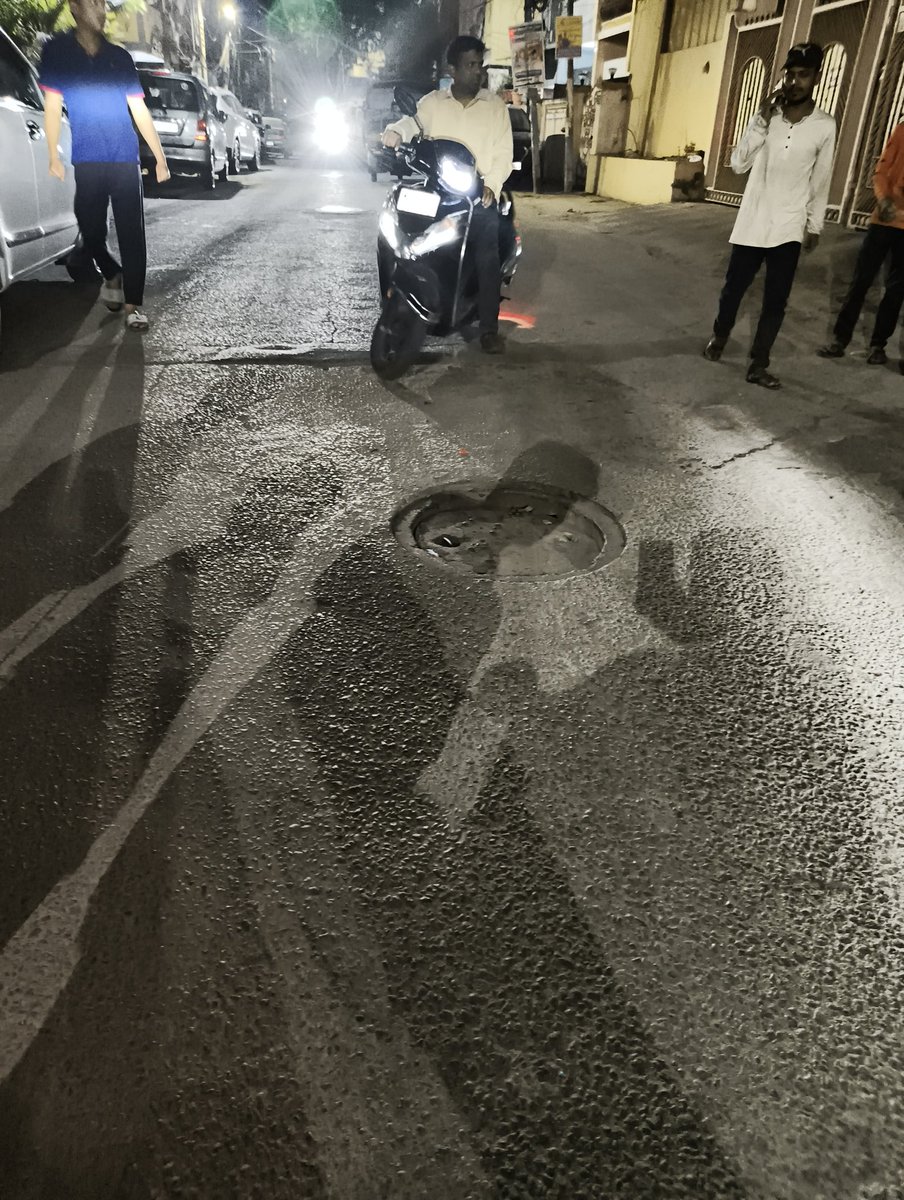 iampathan00's tweet photo. From a couple of weeks the sewerage lid got stuck down from the road level and it's getting very difficult for vehicles and others. Kindly change the lid with a new one, please do the needful ful it comes in shaikpet, Adams colony, lane 2. My add- 8-1-351/A/54 , my num-7093952401 https://t.co/FiOkcaqbiU