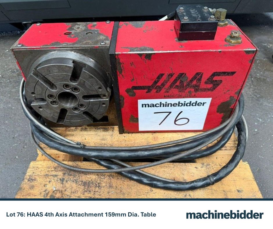 machinebidder's tweet photo. ENDS TOMORROW FROM 1PM !!

ONLINE AUCTION SALE - CNC &amp; Conventional Machine Tools, Inspection Equipment, Tooling &amp; Workshop Equipment (170756)

Lot 76: HAAS 4th Axis Attachment 159mm Dia. Table

https://t.co/b6QHzHvIeU

#engineering #manufacturing #ukmfg #usedequipment https://t.co/cSrIKvsikD