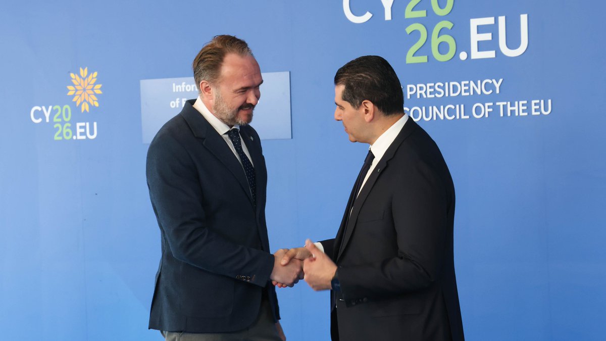 CyprusinEU's tweet photo. 📍Informal meeting of EU Energy Ministers underway in #Lefkosia. 🇨🇾🇪🇺

Minister @MichaelDamianos chairs today's discussions on:
🔹 the work of the Energy Union Task Force and the need of reducing Europe’s dependence on imported fossil fuels amid ongoing geopolitical instability
🔹energy storage
🔹 infrastructure, connectivity and the role of gas in energy security

#CY2026EU