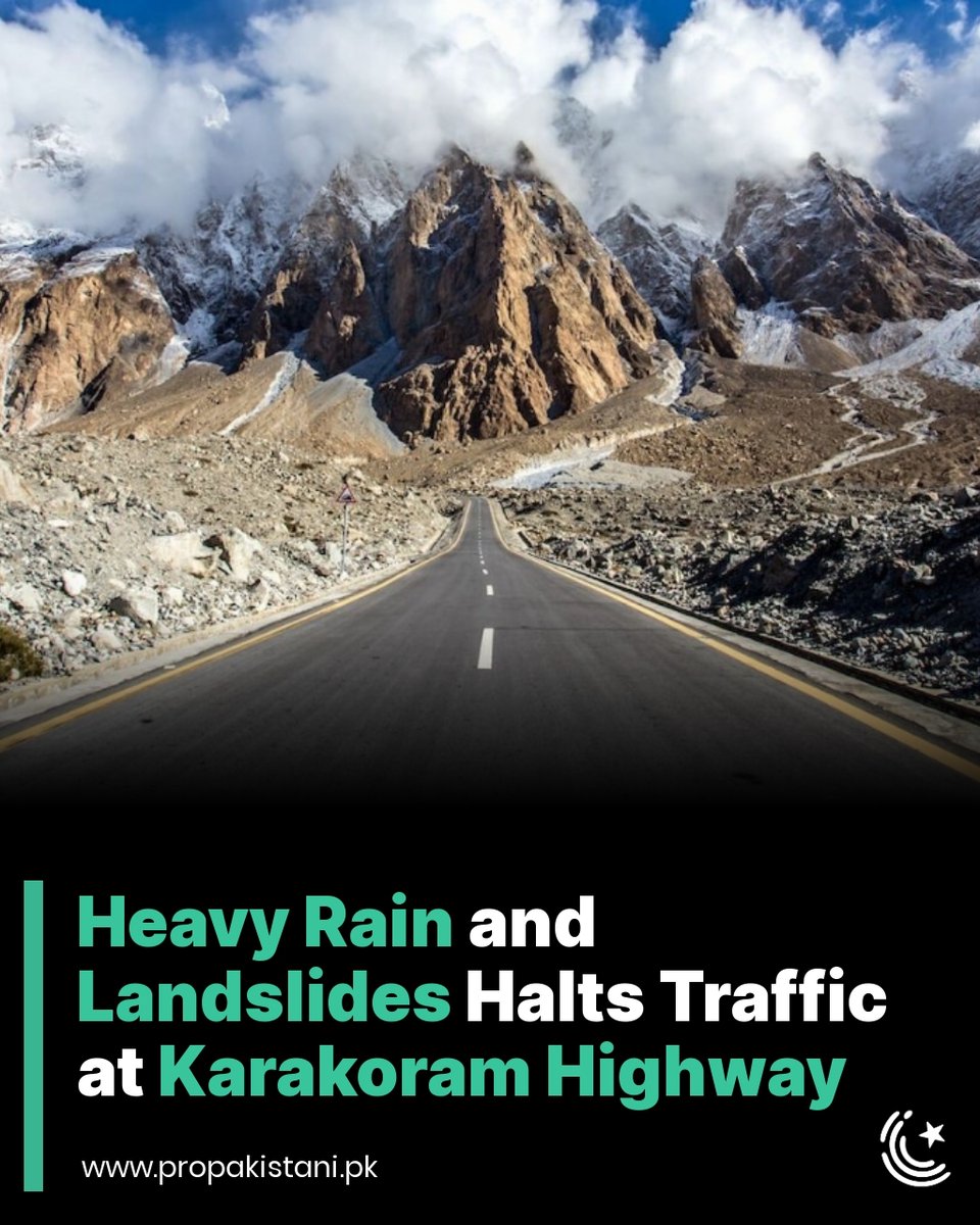 Aerial view of KKH traffic suspension due to landslides
