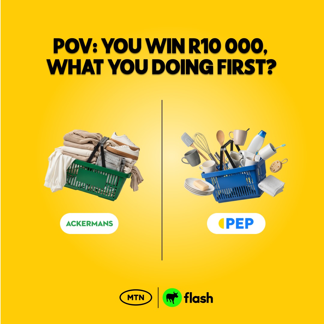 flashgroup_za's tweet photo. Buy R10 MTN airtime/data at Flash for a chance to WIN R10 000 in shopping vouchers to spend your way at PEP or Ackermans 💰 Ends 30 June. T&amp;Cs apply.