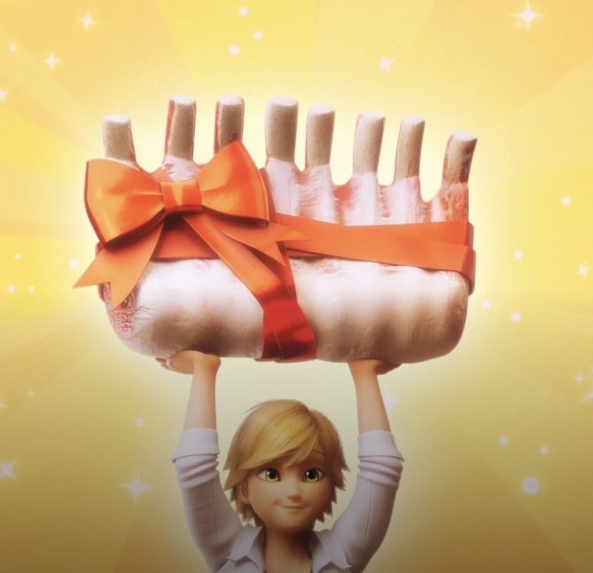 princesseadrien's tweet photo. he was so cute wanting to surprise marinette “ta-da a beef rib!!” like aww 🥺🩷 https://t.co/9ugTygP77N