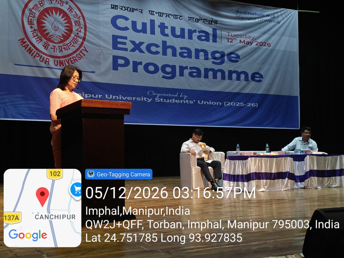 ManipurUniverse's tweet photo. 🎭✨ Cultural Exchange Programme
Organised by the Manipur University Students’ Union (MUSU)
🗓️ 12th May 2026
Celebrating unity in diversity through culture, tradition, music, and shared experiences at #ManipurUniversity. 🌿🎶 #MUSU #CulturalExchange #UnityInDiversity #StudentLife https://t.co/FlS4klpjB0