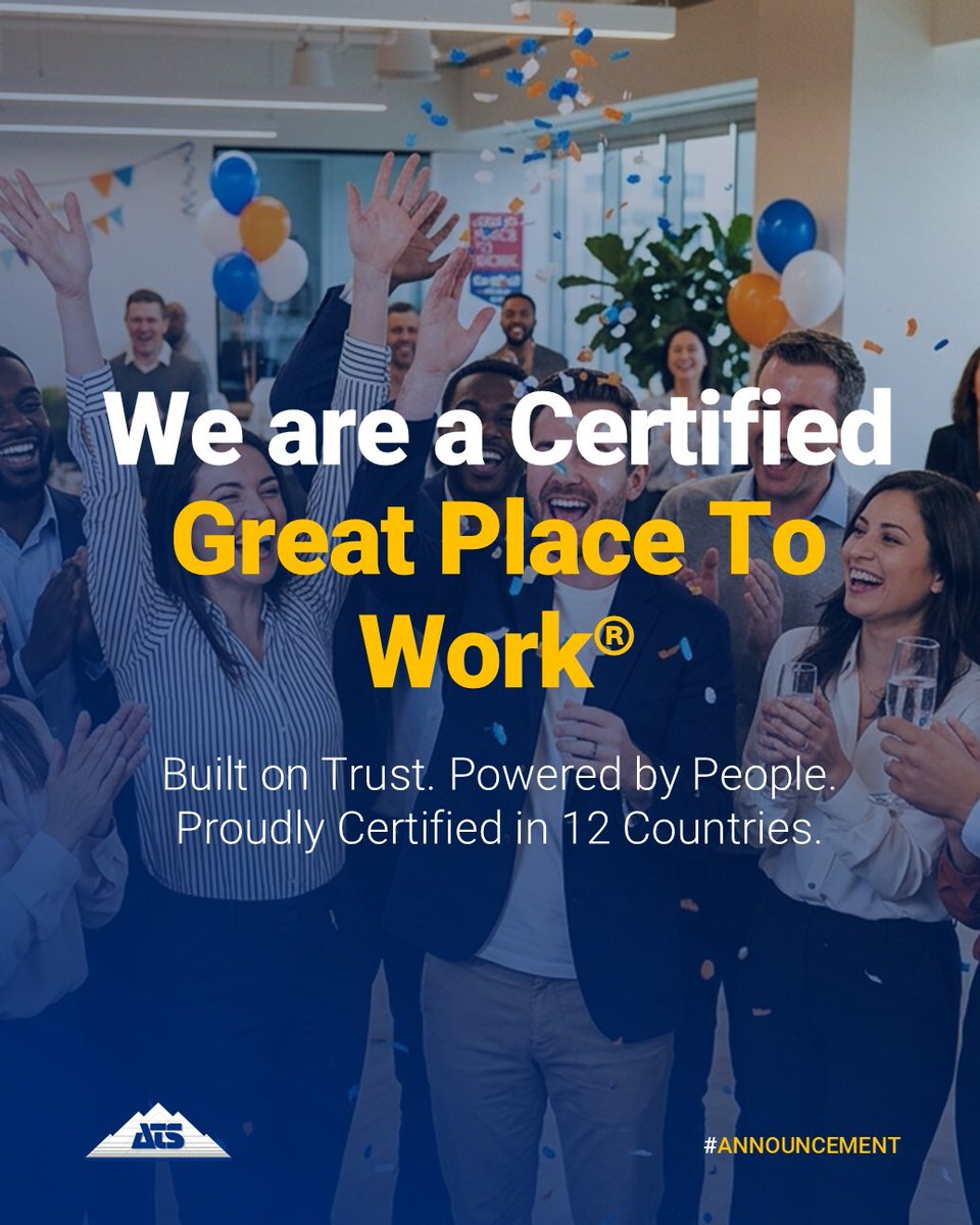 ATS_Int's tweet photo. 🏅 ATS Global has once again been formally recognised as a Great Place To Work across 12 different countries! Learn more about this achievement: https://t.co/cnv4Pqrffb

#ATSGlobal #GreatPlaceToWork #GPTW #GPTWCertified #GlobalCompany #DigitalTransformation https://t.co/DTeZjjDsI9