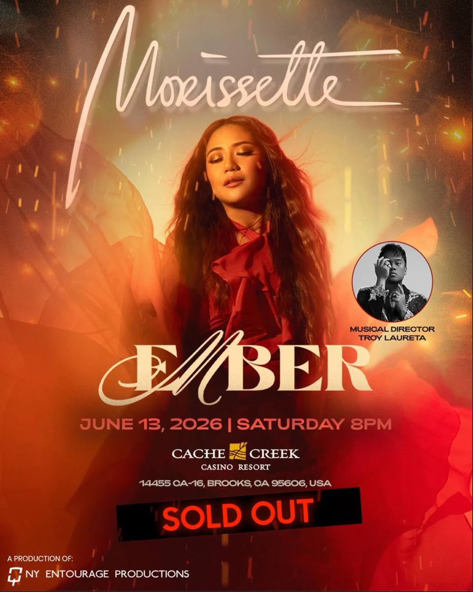 Finest_Phoenix's tweet photo. JUST IN: 𝐄𝓜𝐁𝐄𝐑 Tour is finally happening🔥

starting it’s first SOLD OUT leg show in Cache Creek Casino California, USA🇺🇸 

#EmberConcertTour #MorissetteAmon @itsMorissette https://t.co/QffZwZLoW6