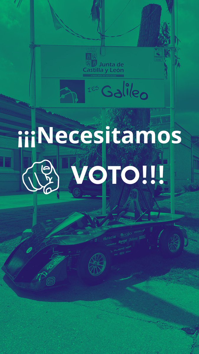IESGalileo's tweet photo. 🚗 ¡NECESITAMOS TU VOTO! ⚡️

Ayúdanos a llevar el vehículo eléctrico del IES Galileo a lo más alto en #euskelec 

👇 Vota aquí:
https://t.co/foG8fKKieo

📩 Confirma el código del correo para validar el voto.

📆 Puedes votar 1 vez al día hasta el 24 de mayo.

🙏 Comparte https://t.co/98O99DNEzy