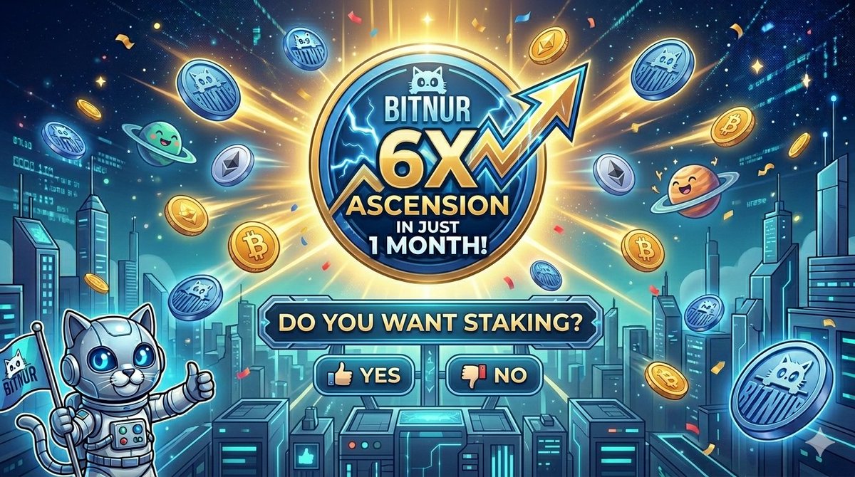 Bitnur_AI's tweet photo. $BITNUR ASCENSION IS REAL! 🐱🔥

1 Month = 6X Gains. 🚀

Next step? We are considering STAKING for all our holders. 💎🏦

Should we go for it? Let us know in the replies! 👇

#BitnurSurfers #Gems #AltcoinSeason https://t.co/DQx5D0cSCu