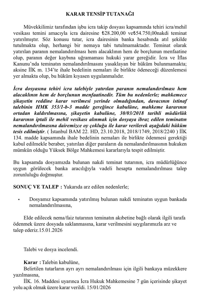 Advoocatt's tweet photo. @avonderozer İİK 36 md Nemalandırma Talebi https://t.co/dQM3CuOPFy