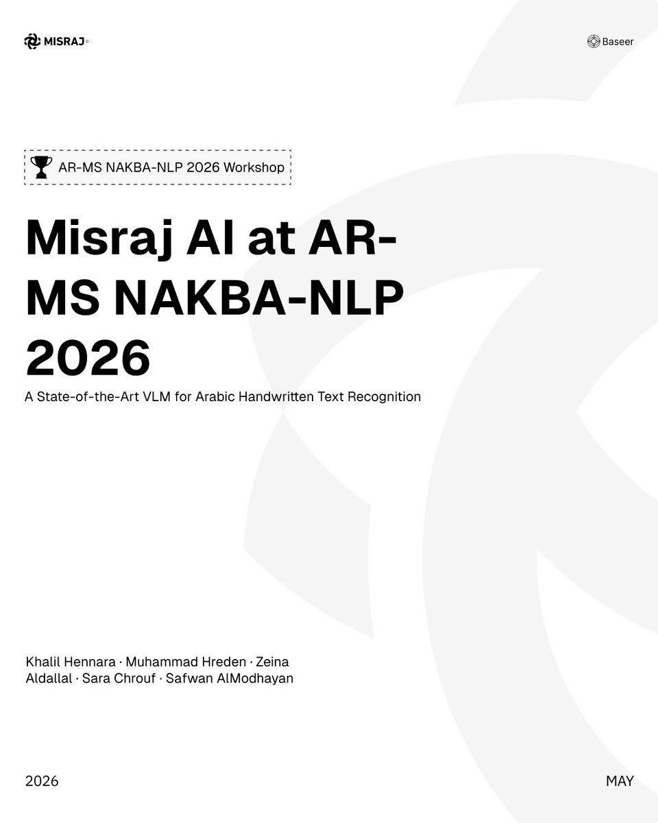 AiMisraj's tweet photo. من وراء الكواليس: كيف بنينا النموذج الرابح في مسابقة NAKBA NLP 2026
في مؤتمر LREC

يوضح المنشور خطوات بناء النموذج ويشرح الورقة البحثية. https://t.co/xpuftH0Utm https://t.co/FEObg54aNu