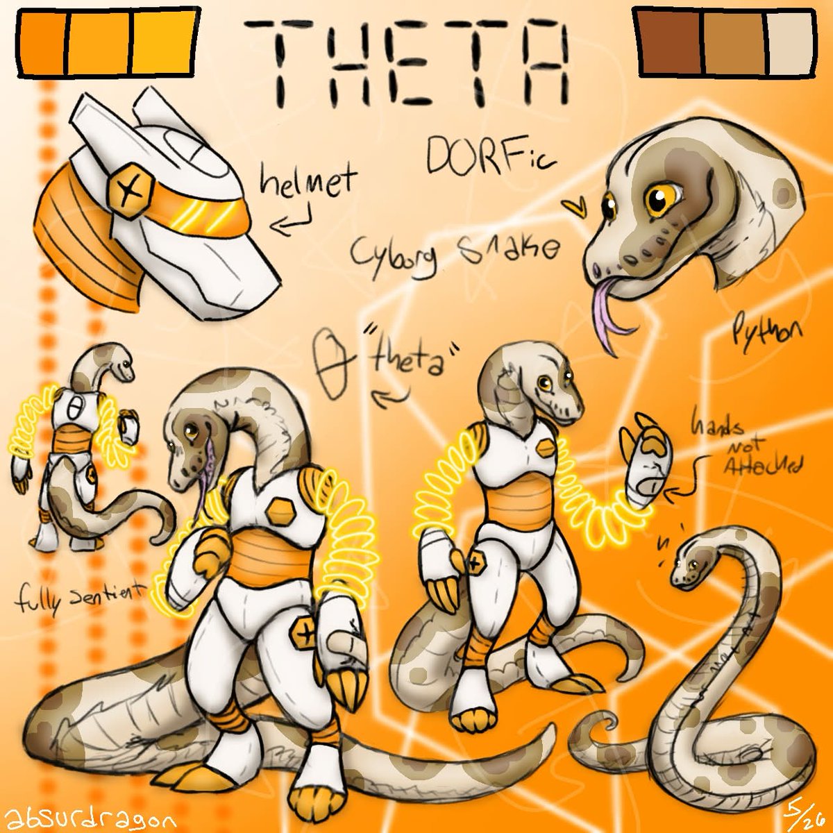 Absurdragon's tweet photo. Theta the cyborg snake
#furryart #characterdesign #DORFic https://t.co/Z0C20vCn0f