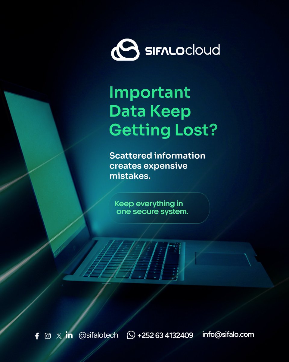 SifaloTech's tweet photo. Stop chasing scattered files and start growing your business with SIFALOcloud. Keep your data secure, organized, and all in one place.

#DataSecurity #CloudComputing #WorkflowEfficiency #SifaloCloud https://t.co/Zp0KNV1Ver