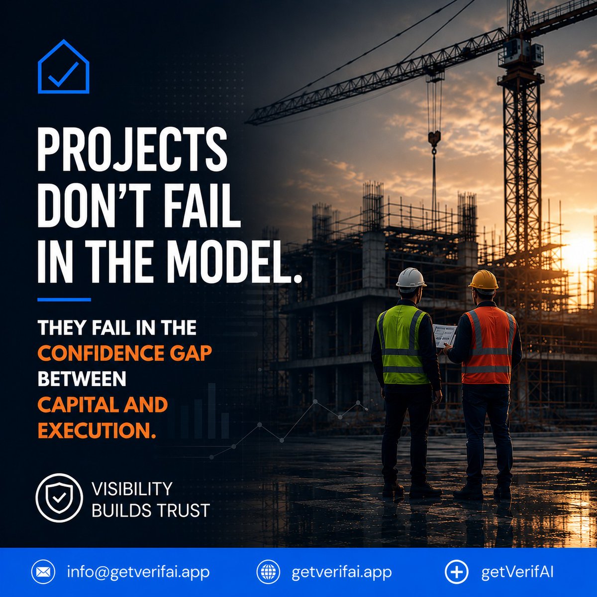 getVerifAI's tweet photo. Building projects rarely fail at the planning stage.
They fail when visibility breaks between teams, reporting, and execution.
Clear reporting helps project teams:
• Identify risks earlier
• Act faster
• Stay aligned
Because visibility builds trust in execution.
#getVerifAI https://t.co/xYp9SECjl8