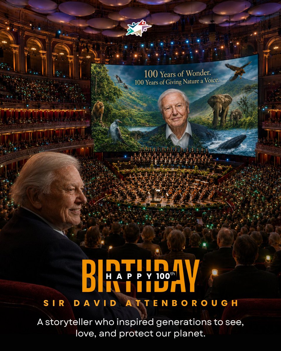 YBrantWorks's tweet photo. 100 years. One extraordinary voice. 🌍​

Happy 100th Birthday, Sir David Attenborough.​

Thank you for giving our Earth a voice. 💚​- Team #YBrantWorks​
​
#SirDavidAttenborough #100thBirthday #PlanetEarth #Nature #RoyalAlbertHall #YBrantWorks https://t.co/WDlpnR9cXg