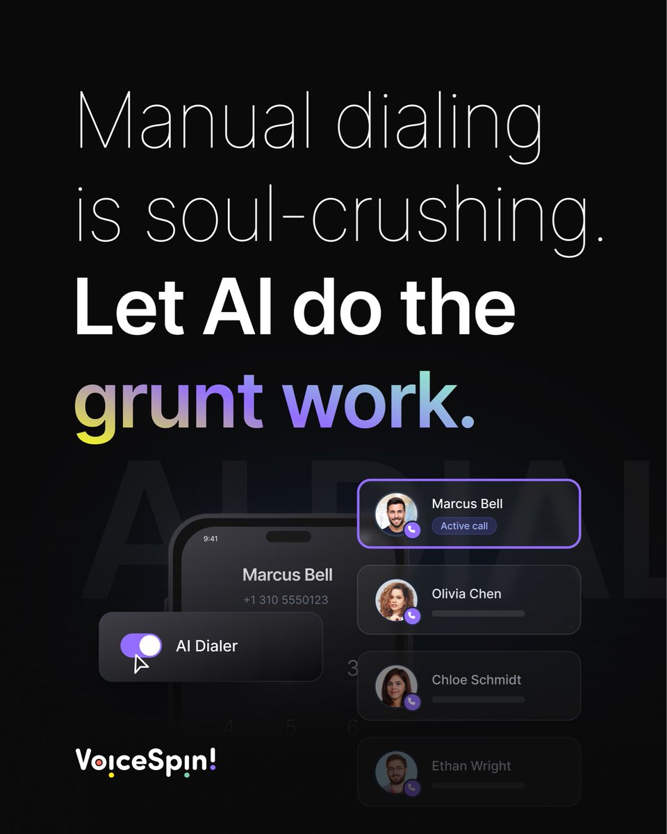 VoiceSpin's tweet photo. Manual dialing slows sales teams down.

AI-powered dialers automate outbound calls so agents can focus on real conversations instead of repetitive tasks. 📞

To learn more: https://t.co/7qJWPDMdyN

#AIDialer #SalesAutomation https://t.co/JovLnFG3Wk