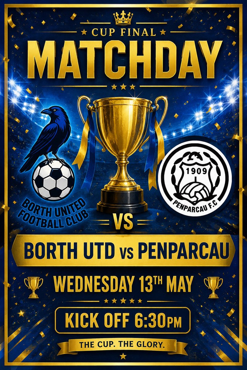 BorthUtd's tweet photo. MATCHDAY: The Crows head to Cae Piod this evening to face Penparcau FC in the league cup final in what is bound to be a tough game with the cup on the line, Kick off is 6:30pm. #Crows https://t.co/1FKrmXbbAO