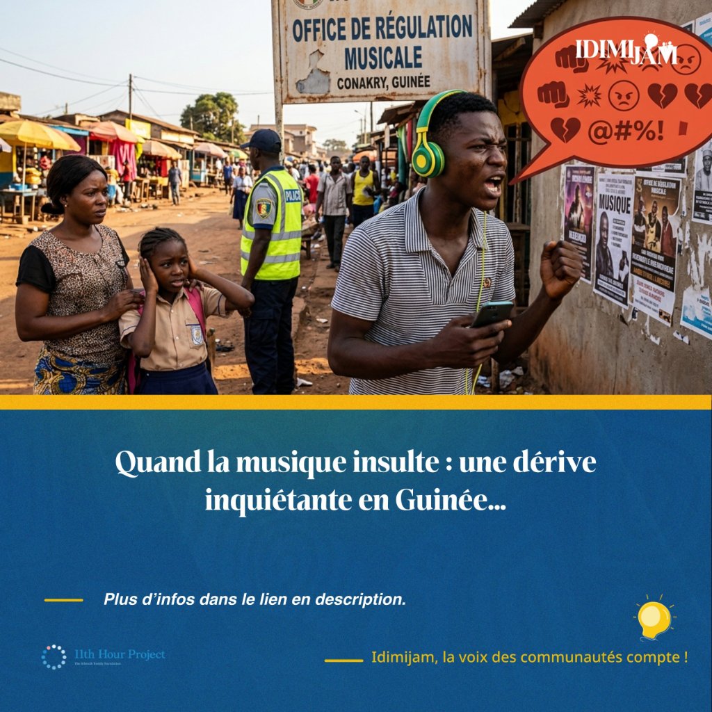IdimiJam's tweet photo. 🇬🇳 En Guinée, certaines chansons populaires banalisent les injures et les propos obscènes, au risque d’influencer les jeunes et de fragiliser les repères sociaux. 🎶⚠️

#idimijam https://t.co/HdexNdXr7B https://t.co/KUClD0KFwl