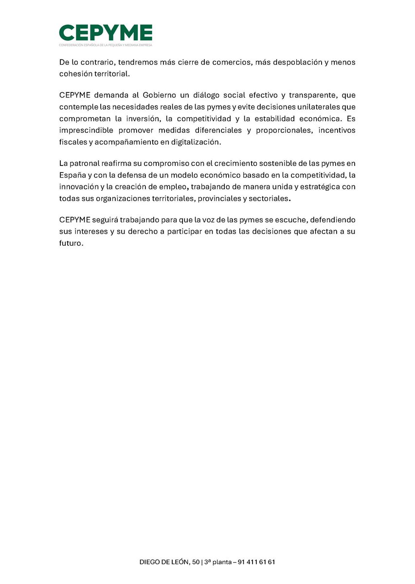 ConfeCan's tweet photo. 🔵 La Confederación Española de la Pequeña y Mediana Empresa (@cepyme_ ) alerta sobre la grave situación que atraviesan las pymes en España, agravada por el deterioro del diálogo social con el Ministerio de Trabajo.

𝗟𝗲𝗲𝗿 𝗰𝗼𝗺𝘂𝗻𝗶𝗰𝗮𝗱𝗼 🔽

https://t.co/krk7UF4Syy https://t.co/xwfgOALTCI
