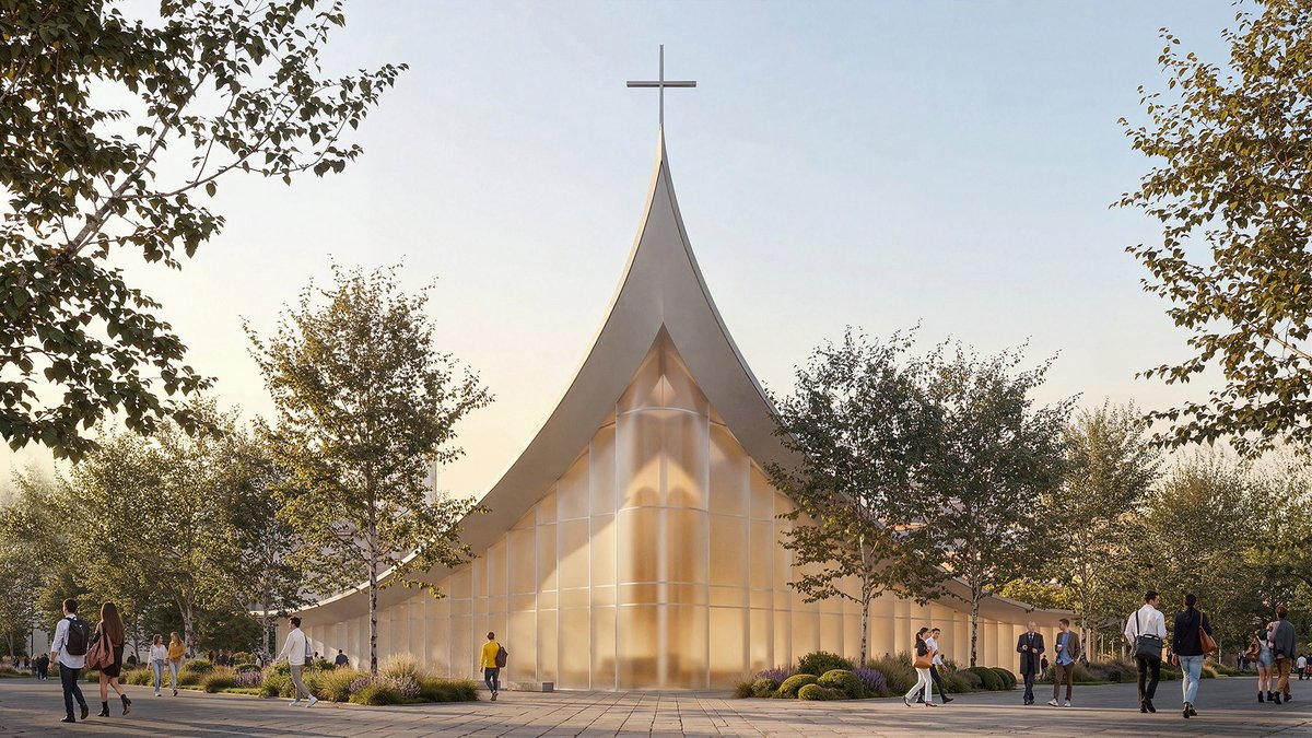 designboom's tweet photo. stefano boeri architetti @boeriarchitetti unveils 'ambrosian monastery' inside milan’s MIND innovation district. 

the project brings together a church, library of religions, and garden of faiths within one contemporary civic landscape.

https://t.co/j2vkgfaMic https://t.co/OEW4QdC8lx