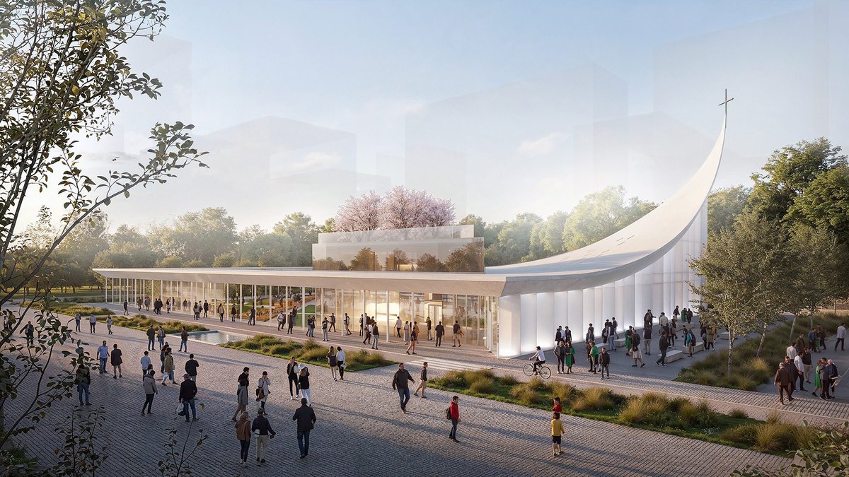 designboom's tweet photo. stefano boeri architetti @boeriarchitetti unveils 'ambrosian monastery' inside milan’s MIND innovation district. 

the project brings together a church, library of religions, and garden of faiths within one contemporary civic landscape.

https://t.co/j2vkgfaMic https://t.co/OEW4QdC8lx