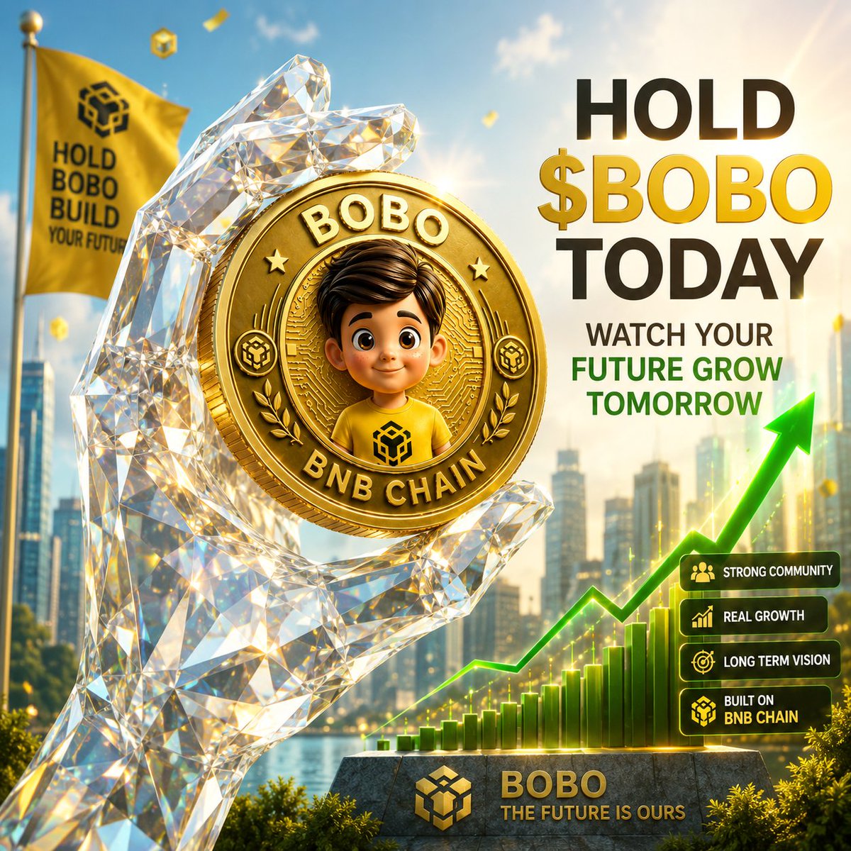 bobobschain's tweet photo. Hold $BOBO today.
Watch your future grow tomorrow. 🚀💎

Strong hands build strong profits.
The real winners are the ones who believe early and hold through the noise. 🌕

$BOBO is more than a meme — it’s a community with vision, momentum, and long-term potential on BNB Chain. 🔥

Diamond hands only. 💎🙌

#BOBO #BNBChain #Memecoin #Crypto #BSC #AngelInvestors