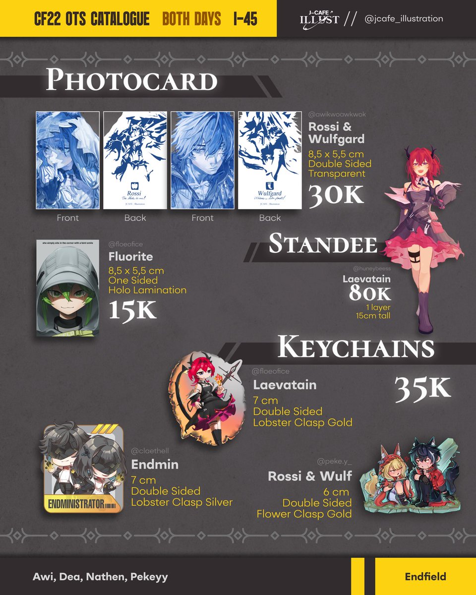 jcafe_illust's tweet photo. [🩷 + 🔁 Appreciated!]

J-Illust’s CF22 OTS Catalogue!
📍 ICE BSD, i-45ab|| Both Days
🌟 Arknights, Endfield, Uma Musume, WHA, RE 9, ZZZ, HSR, CSM

(1/4) Arknights, Endfield
#CF22Catalogue #cf22 https://t.co/BeUvipCQnr
