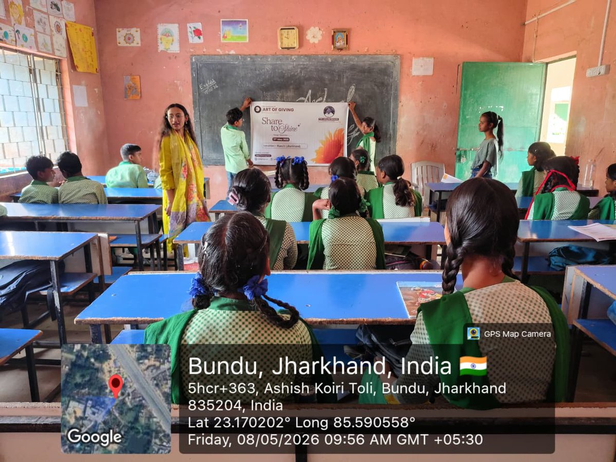 artofgiving_net's tweet photo. As part of the 13th International Day of Art of Giving celebrations, our AOG volunteers Mr. Anurag Kumar, Ms. Srishti Pathak, Mr. Tarun Kumar, and  ms. Sulekha Kumari organized a meaningful “Share to Shine” initiative at Rajendra Ashram Girls Middle School, Bundu, Ranchi.
Through thoughtful community participation and acts of kindness, the initiative inspired positivity, togetherness, and the spirit of humanity among students and the local community.
#ArtOfGiving #ShareToShine #AOG2026
