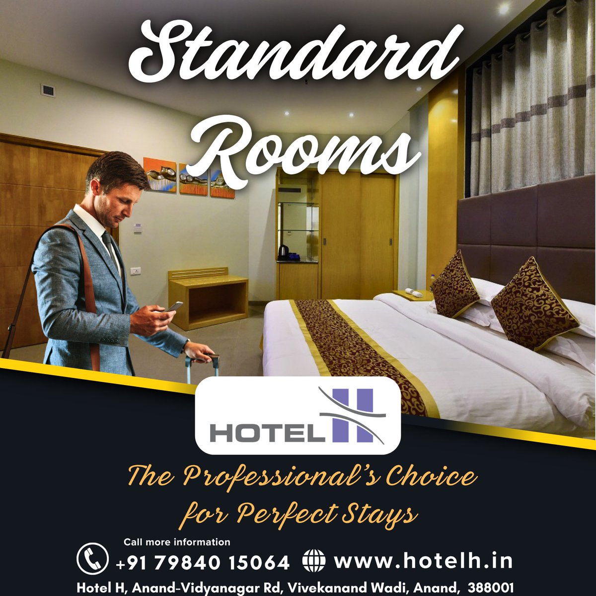 HotelH_Anand's tweet photo. π https://t.co/GmFxdqjBgD
π± +91 79840 15064
π§ info@hotelh.in
The Professionalβs Choice for Perfect Stays.
Experience the ultimate standard of business travel at Hotel H.
βοΈ Standard Rooms: Elegant spaces crafted for comfort and focus.
#HotelH #StandardRooms #CorporateStay https://t.co/R13IdgP1BD