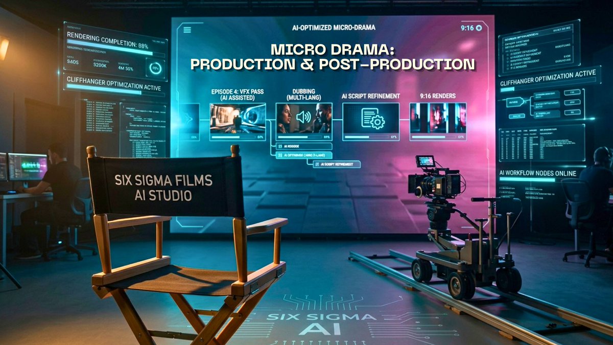sixsigmafilms's tweet photo. We provide a full spectrum of production &amp; post-production services specifically designed for the micro drama format both traditionally &amp; AI created.   
 
Connect at info@sixsigmafilms.com
#SixSigmaFilms #MicroDrama #mediatech #verticalcinema #CreativeAI #storytelling #AIinFilms https://t.co/cnQzjq4zuE