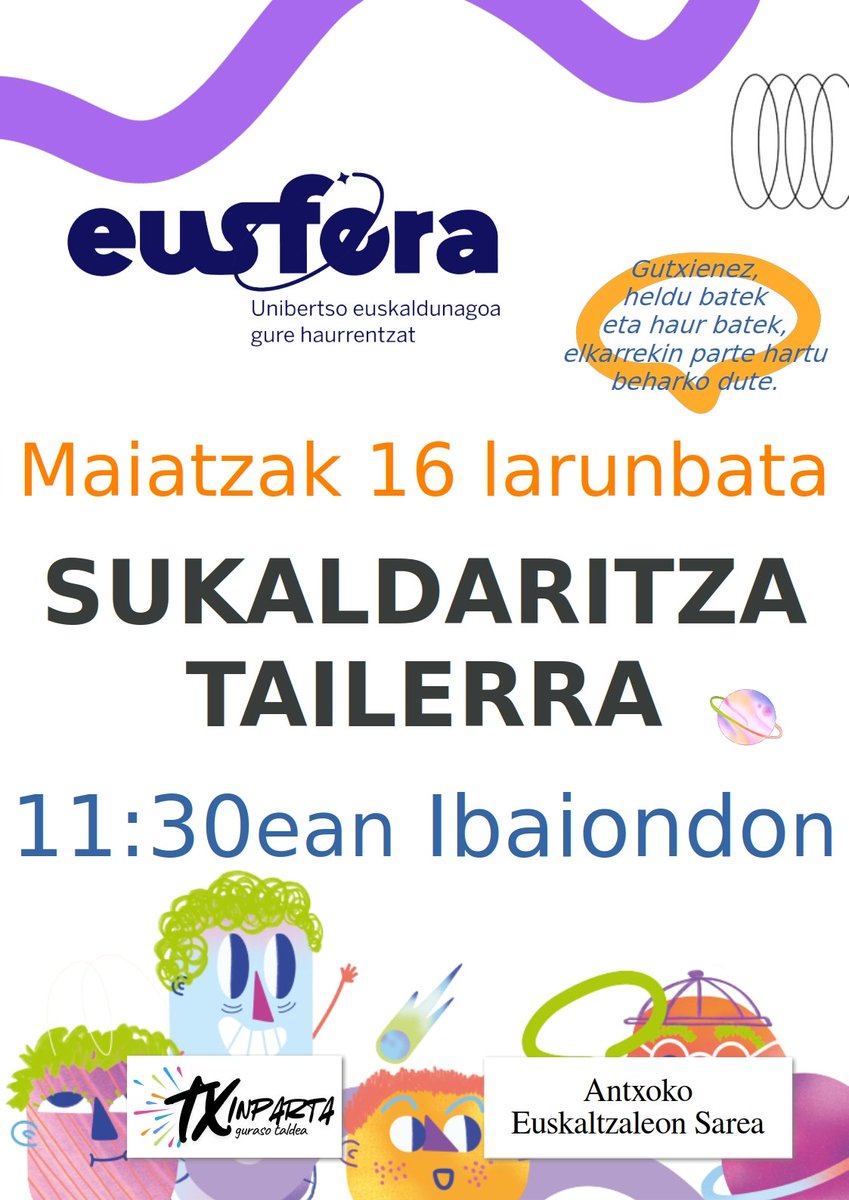 EPasaia's tweet photo. Elikagaiak eta hitzak osagai, etorri tripa eta bihotza asebetetzeko platera prestatzera. Larunbatean, Ibaiondon, sukaldaritza tailerra 
#eusfera https://t.co/uxbNJVqbX3