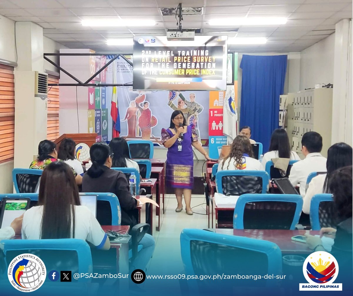 PSAZamboSur's tweet photo. [1/7]11-13 May | The Philippine Statistics Authority (PSA) – Zamboanga del Sur Provincial Statistical
Office, headed by Chief Statistical Specialist (CSS) Dimna P. Bienes, successfully conducted
the Second Level Training for the Retail Price Survey of Selected Commodities for the https://t.co/DskQEyPksx