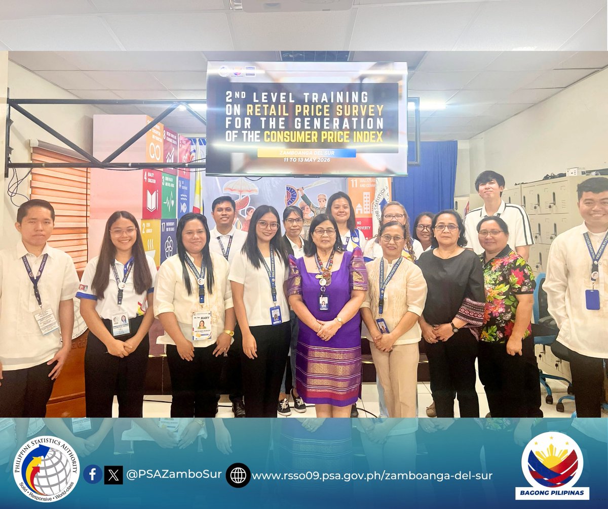 PSAZamboSur's tweet photo. [1/7]11-13 May | The Philippine Statistics Authority (PSA) – Zamboanga del Sur Provincial Statistical
Office, headed by Chief Statistical Specialist (CSS) Dimna P. Bienes, successfully conducted
the Second Level Training for the Retail Price Survey of Selected Commodities for the https://t.co/DskQEyPksx
