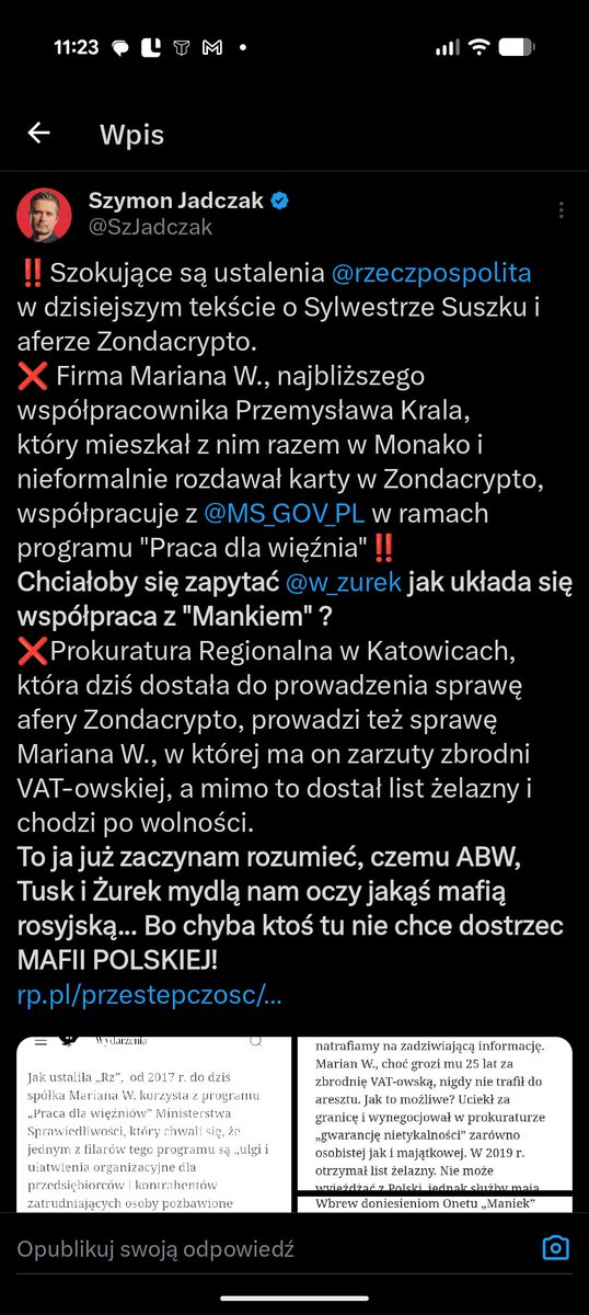 jimi_beam's tweet photo. @uwumiaumiau420 @SzJadczak @rzeczpospolita Odnosiłem się do tego wpisu gdzie Pan Jadczak wyraźnie sugeruje że to obecna ekipa odpowiada za to. https://t.co/9fJ0YTNDz5
