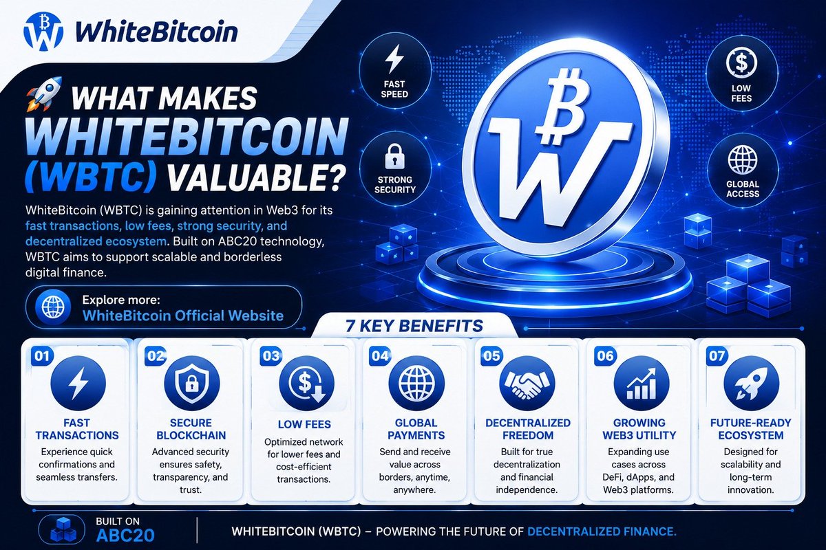 WhiteBTCClub's tweet photo. 🚀 Most crypto projects promise the future.
WhiteBitcoin (WBTC) is building it.
⚡ Fast &amp; low-cost transactions
🌍 Borderless digital payments
Early communities create the biggest opportunities. 
🌐 https://t.co/4SKdRsvqpN
#WhiteBitcoin #WBTC #CryptoCommunity #Web3 #Blockchain https://t.co/2WQXpIcAGu