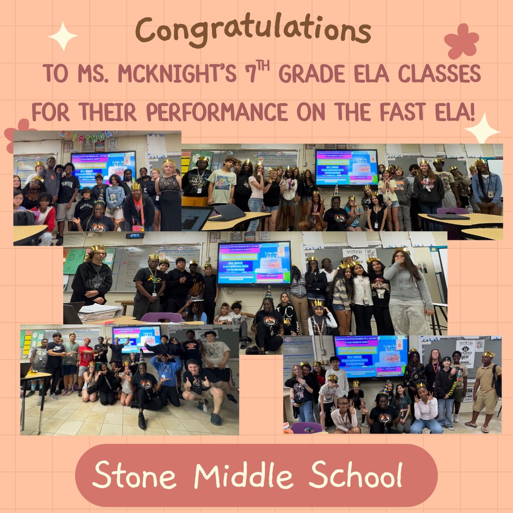 stonemms's tweet photo. Ms. McKnight celebrated the success of her students on their FAST PM3 test! https://t.co/Gwfpkxnlao