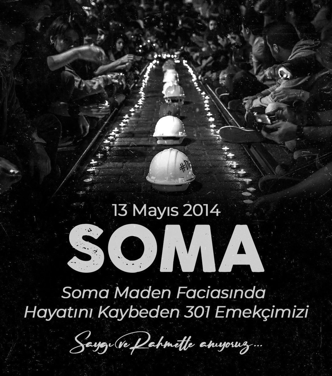 VeliSolak's tweet photo. 13 Mayıs 2014’te meydana gelen Soma Maden Faciasında hayatını kaybeden 301 madencimizi saygı ve rahmetle anıyoruz. Unutmadık, unutturmayacağız!
#Soma https://t.co/oS7NC3jKaB