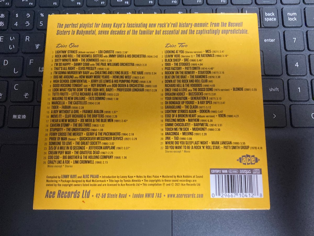 夜はLENNY KAYE監修のコンピ。ロックンロール！