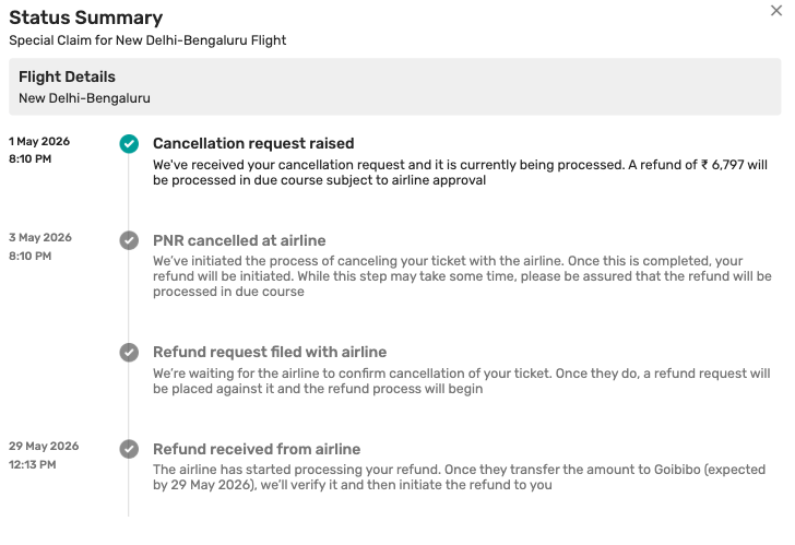 raviaryan009's tweet photo. @flyspicejet @goibibo @MoCA_GoI @flyspicejet
@goibibo
Attached Goibibo screenshot still shows refund pending despite SpiceJet confirming full refund was processed on 30Apr 2026. Why is only ₹6797 being refunded if airline processed full amount, and why such delay?Kindly coordinate and resolve. AirSewa:FD651194 https://t.co/eUPICyiN1q