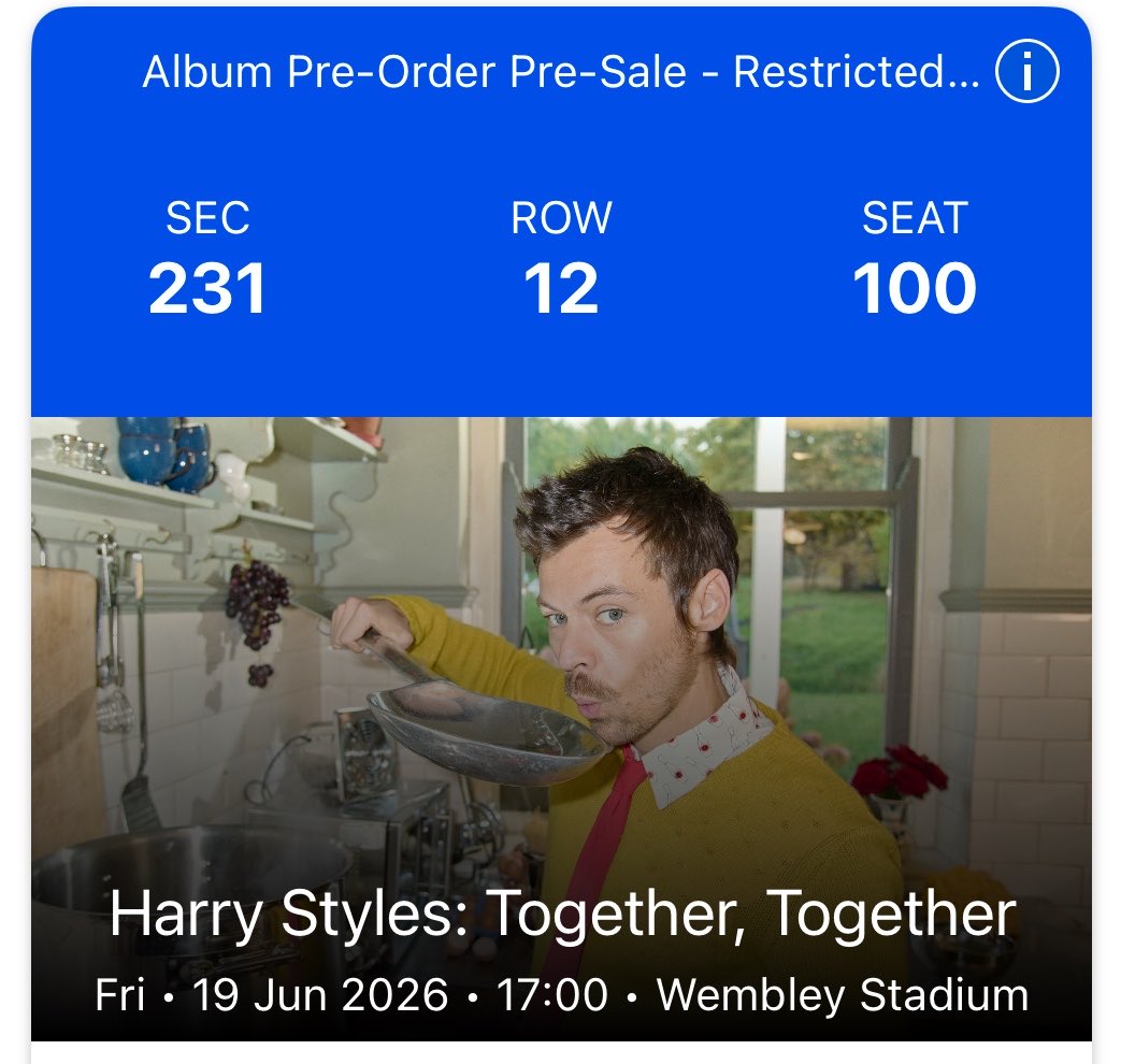 ageofmunson's tweet photo. selling a ticket for harry styles at wembley!!! friday 19th june , face value £135 but i’m open to offers <3 https://t.co/uFIalgY5ow