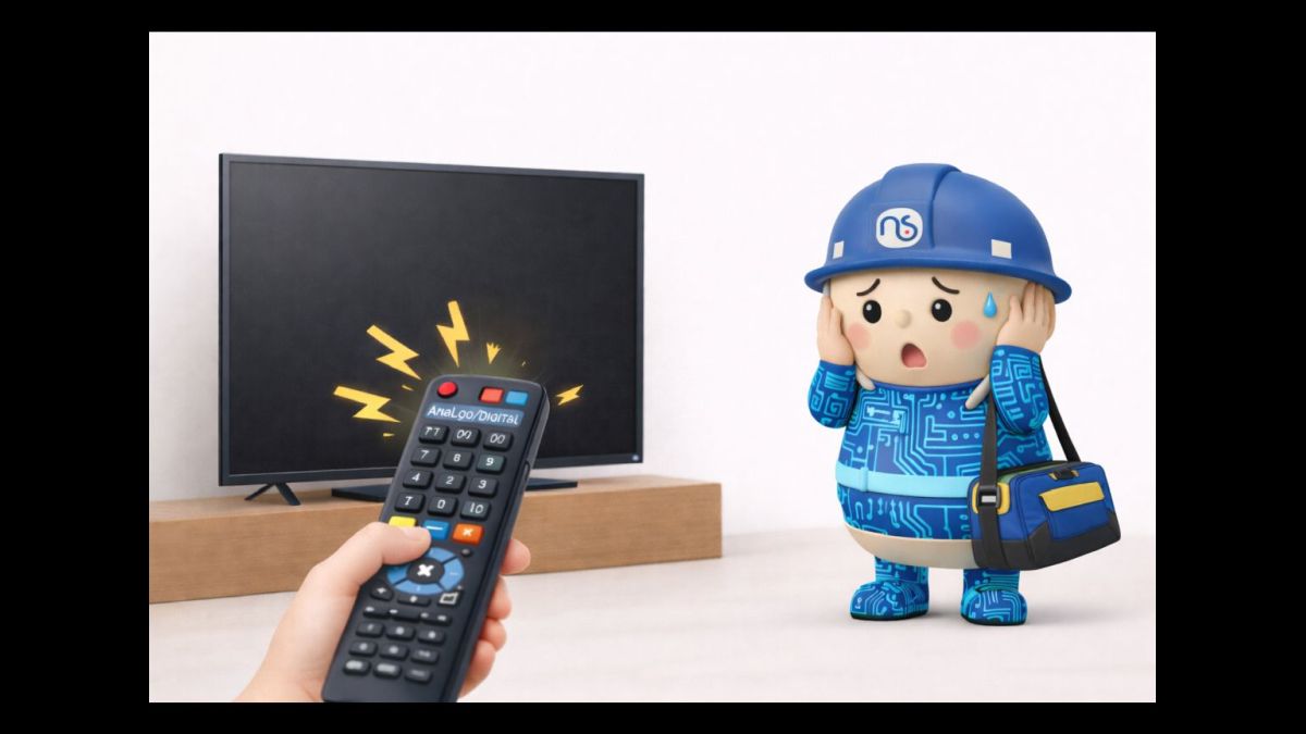 netsave2000's tweet photo. リモコンのアナログ/デジタル切替ボタンで真っ暗になることも📺
切替ミス注意😅
#テレビ
#テレビ映らない
#ネットセーブ豆知識 https://t.co/c2oH90ipcW