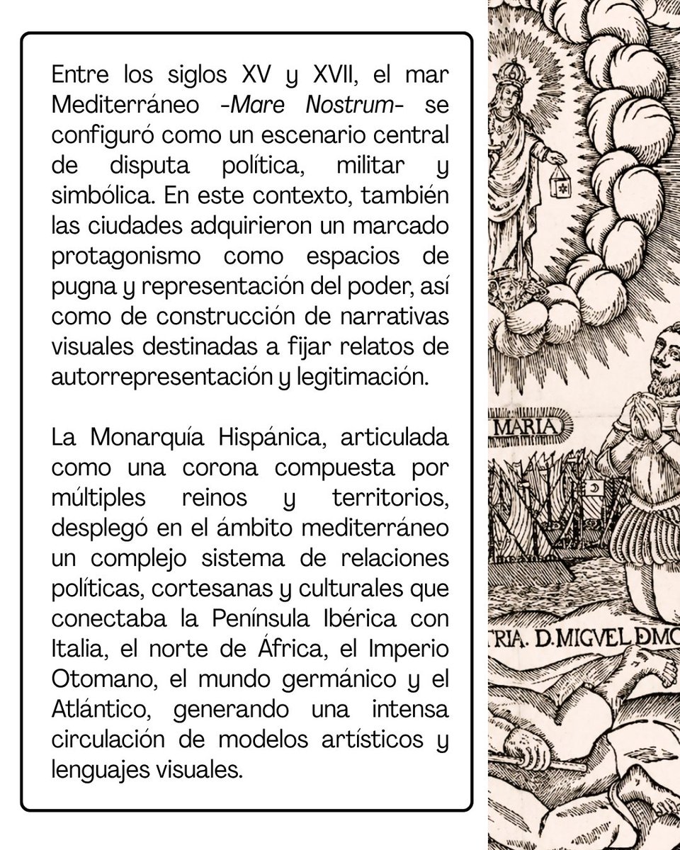 iha_uji's tweet photo. Os recordamos que sigue abierta la convocatoria del Congreso Internacional “Narrativas visuales del poder en el Mediterráneo (siglos XV–XVII)”. 🌍🎨⚔️

Dejamos toda la información clave en las imágenes del siguiente hilo📌 https://t.co/84ABLdTPKi