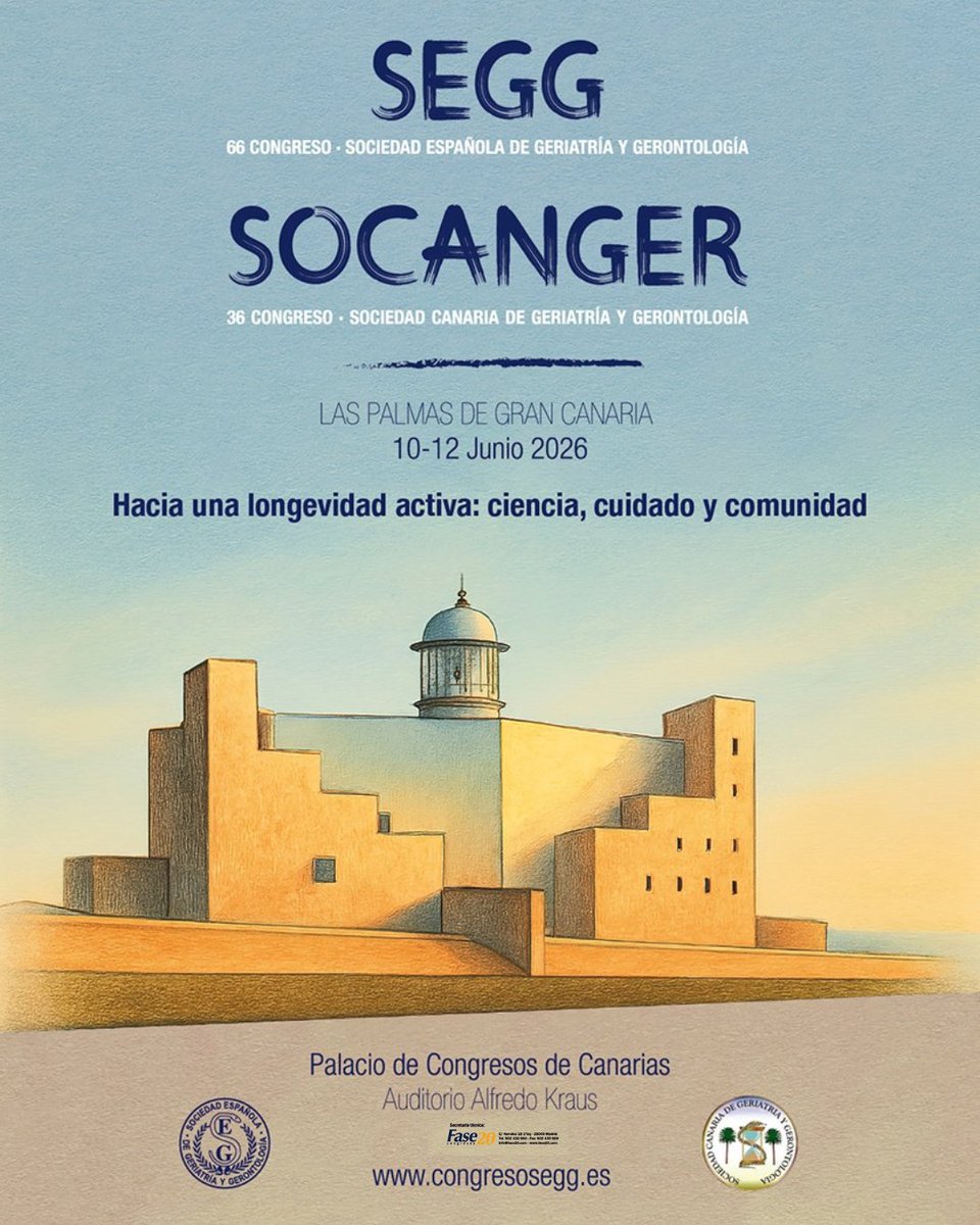 SoCanGer's tweet photo. 📅 ¡Falta solo un mes para el 66º Congreso SEGG y 36º Congreso SOCANGER! Del 10 al 12 de junio en Las Palmas de Gran Canaria.

💻 Si aún no te has inscrito, consulta toda la información y reserva tu plaza en https://t.co/hYjoHJXOAo

#CongresoSEGG #SOCANGER #Geriatría https://t.co/y8NgF6WtCu