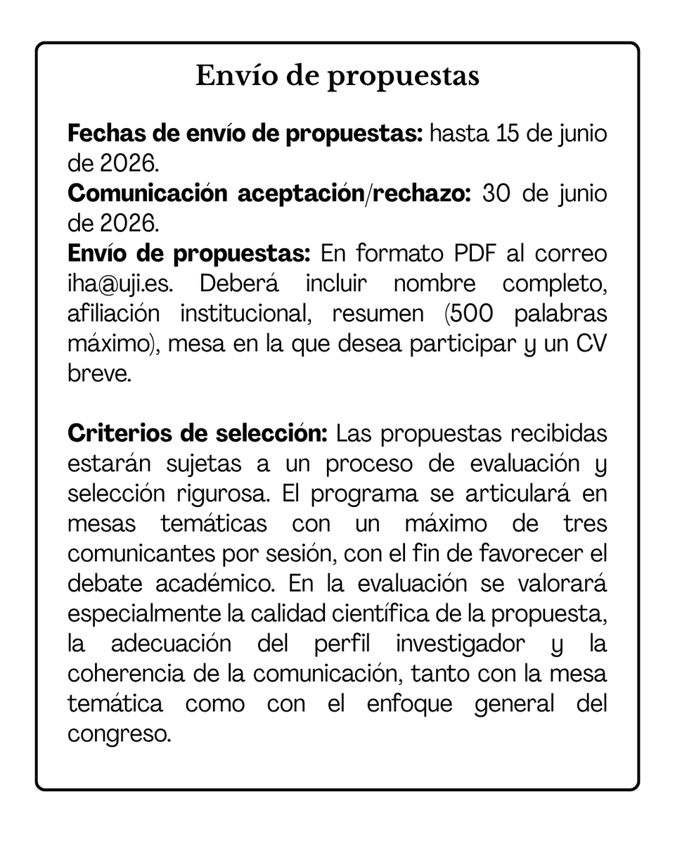 iha_uji's tweet photo. Os recordamos que sigue abierta la convocatoria del Congreso Internacional “Narrativas visuales del poder en el Mediterráneo (siglos XV–XVII)”. 🌍🎨⚔️

Dejamos toda la información clave en las imágenes del siguiente hilo📌 https://t.co/84ABLdTPKi