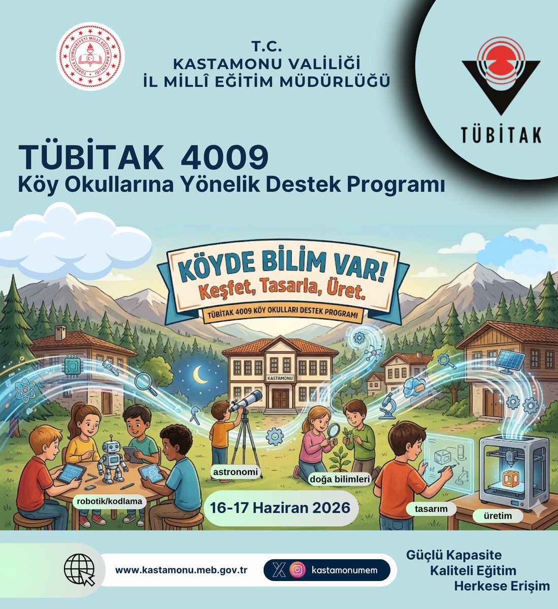 kastamonumem's tweet photo. ↘️Kastamonu'nun Köylerinde Bilim Rüzgârı Esecek: "Köyde Bilim Var! Keşfet, Tasarla, Üret" Projemiz Onaylandı
Detay: 👉https://t.co/Yak0EnB3v4
@tcmeb @Yusuf__Tekin @meb_sgb @kastamonuvalilk @MeftunDalli @hasangumus78 https://t.co/RgSb0FlFoX