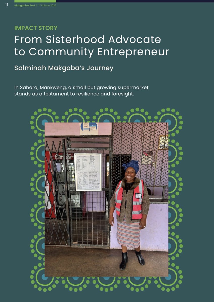 _Hlanganisa's tweet photo. From Sisterhood Advocate to entrepreneur!
We are proud of Salminah Makgoba from, whose journey through the Sisterhood Advocates Programme shows what happens when opportunity meets determination. 

Read more impact stories in our First Quarter Newsletter: https://t.co/NmSgBquG61 https://t.co/vGUQaj5l11