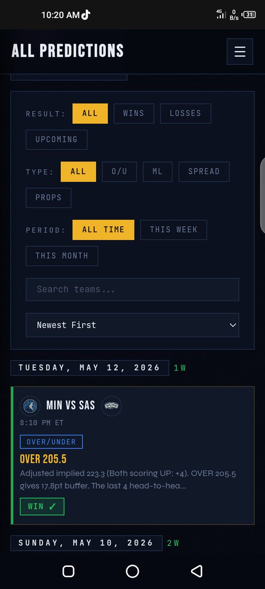 oddex_official's tweet photo. On May 11th, the data didn’t meet the ODDEX elite standard, so we stayed out. We don’t guess; we analyze. 📉
We returned on May 12th and, as usual, it was GREEN.
✅ MIN vs SAS: OVER 205.5 — WIN
12 days of results. Zero losses. Join the movement where every move is calculated. https://t.co/14rvD3nmId