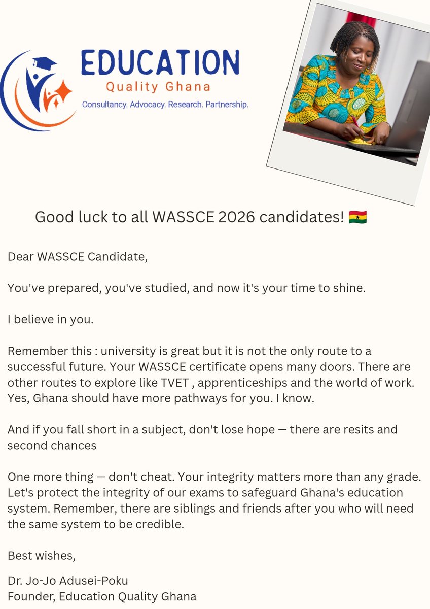 EduQNetwork's tweet photo. Best wishes to Ghana's future leaders as they begin their WASSCE 🇬🇭
@jojoodjidja https://t.co/qRAGnrcY57